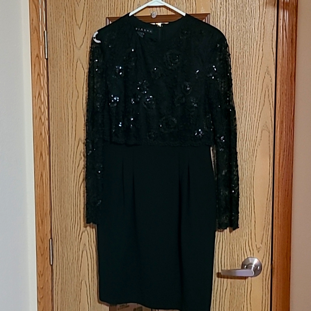 Marianna Women's Size 4 Sequined Black Lace Dress